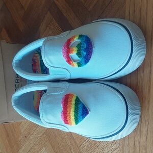 NIB unisex Sperry Stripper II PRIDE canvas slip-ons.
